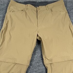 Eddie Bauer Convertible Tech Pants Mens 40x32 Khaki Zip Off Hiking Trail Outdoor